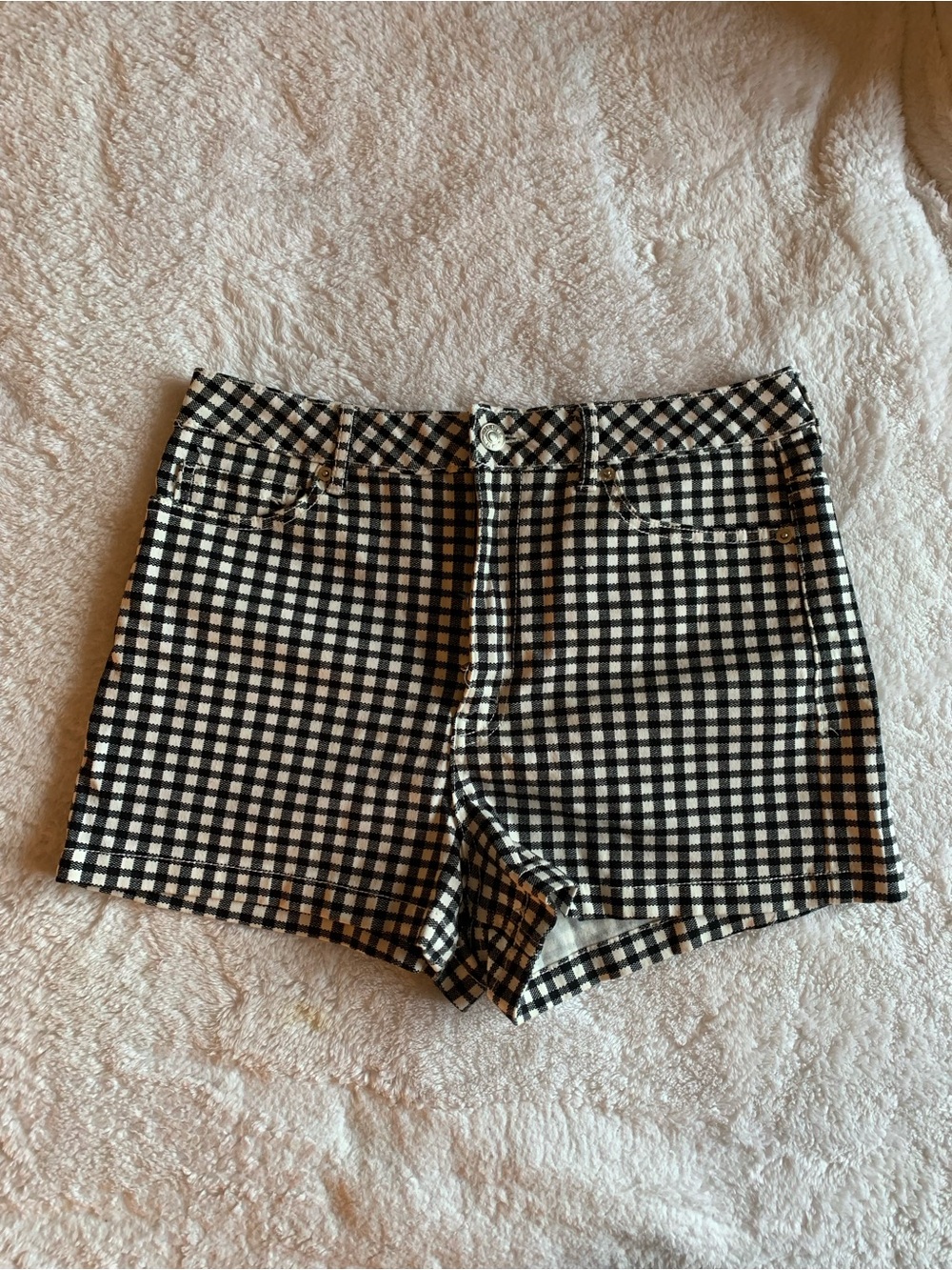 Forever 21 High-Waisted Black & White Gingham Checkered Shorts